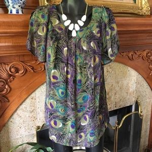 Sara Michelle Tops - Sara Michelle Peacock Split Sleeve Top Sara Michelle Tops - Sara Michelle Peacock Split Sleeve Top